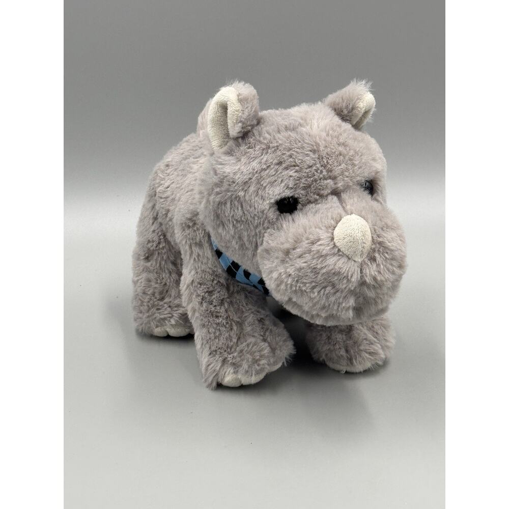 BJ Toys Gray Rhino Rhinoceros Plush 7” In Bandana 2019 Stuffed Animal Toy